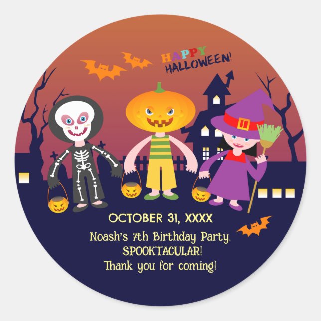 Sticker Rond Costume d'Halloween garçon fête d'anniversaire (Devant)