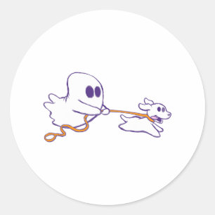 Sticker Rond Costume d'Halloween graphique pour chien fantôme m