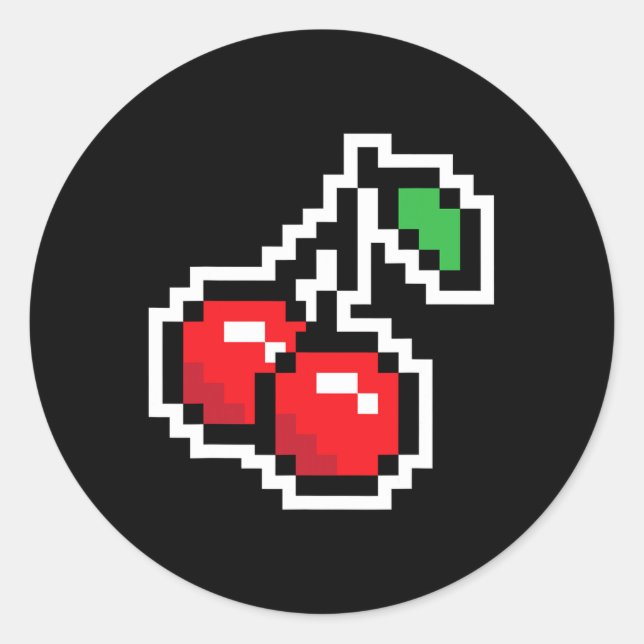 Sticker Rond Costume d'Halloween Pixel Cherries Jeu Vidéo 80s E (Devant)