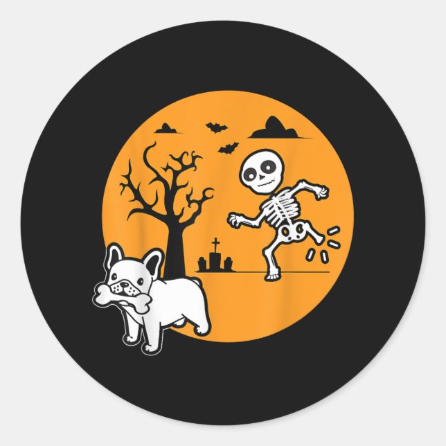 Sticker Rond Costume d'Halloween pour chien taureau français sq (Devant)