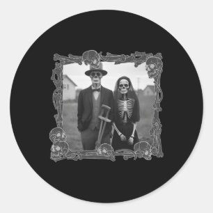 Sticker Rond Costume d'Halloween squelette gothique américain 
