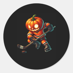 Sticker Rond Costume d'Halloween visage de citrouille de hockey