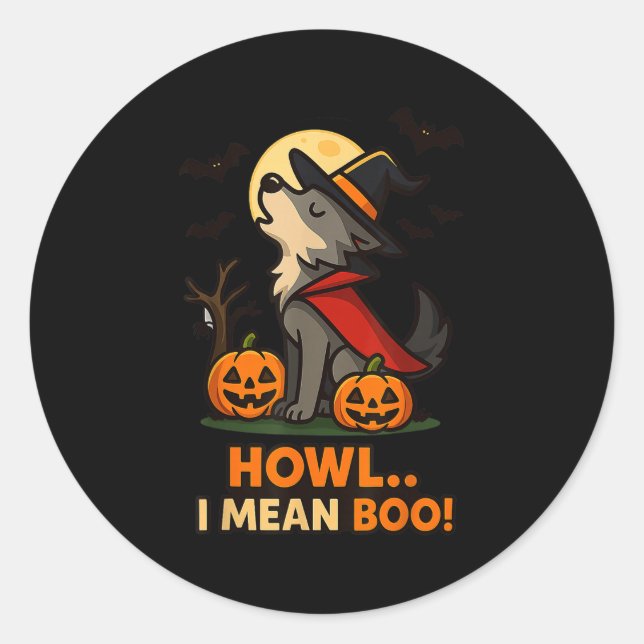 Sticker Rond Costume d'Halloween Wolf amusant - Comment Je Veux (Devant)