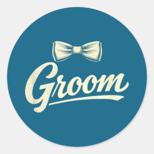 Sticker Rond Costume drôle de mariage de style vintage classiqu