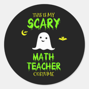 Sticker Rond Costume enseignant en mathématiques effrayantes Ha