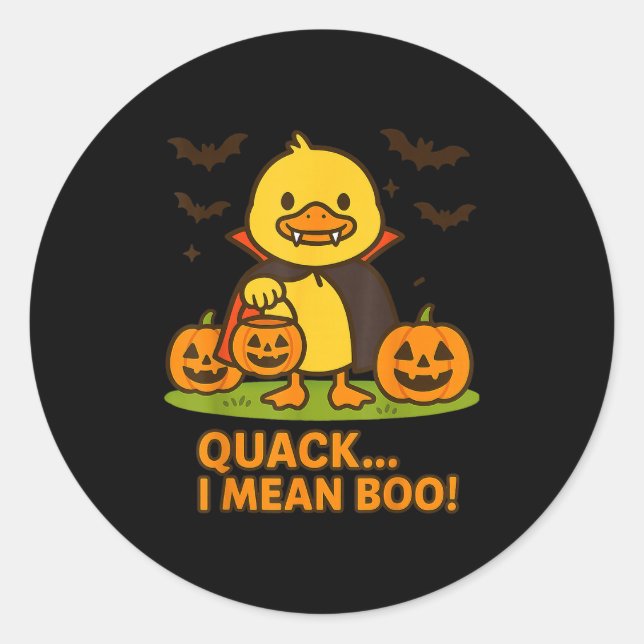 Sticker Rond Costume Halloween Canard Drôle - Quack Je Veux Dir (Devant)