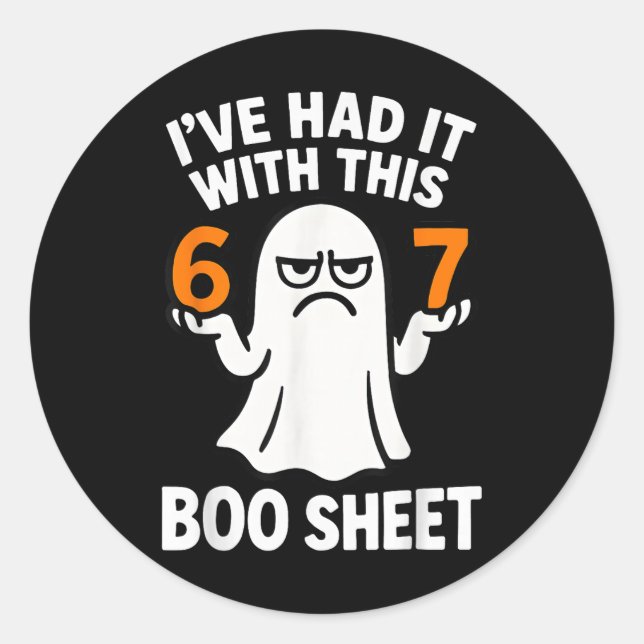 Sticker Rond Costume Halloween Mème 67 Six 7 Drôle Feuille de B (Devant)
