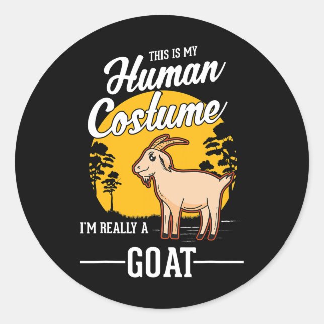 Sticker Rond Costume humain chèvre Halloween chèvre (Devant)
