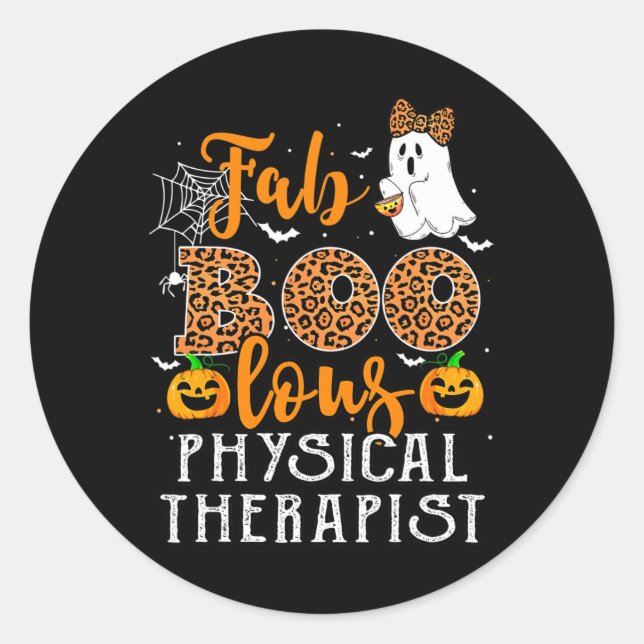 Sticker Rond Costume Léopard Halloween Pour Thérapiste Physique (Devant)
