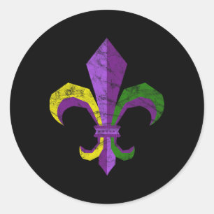 Sticker Rond Costume Mardi Gras - Fleur De Lis Vintage