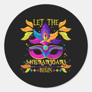 Sticker Rond Costume Mardi Gras Laissez Les Shenanigans Commenc