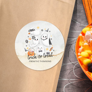 Sticker Rond Costume mignon Éffrayant Fantôme Citrouille Hallow