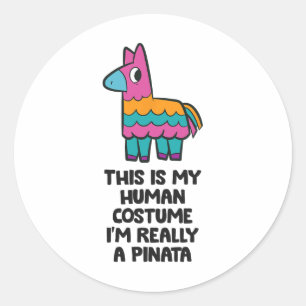 Sticker Rond Costume Pinata C'est mon costume humain Je suis vr