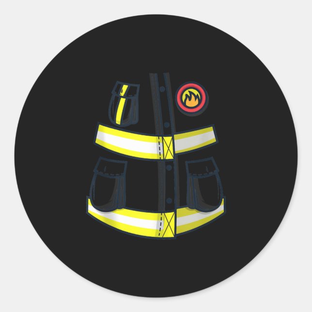 Sticker Rond Costume pompier Halloween (Devant)