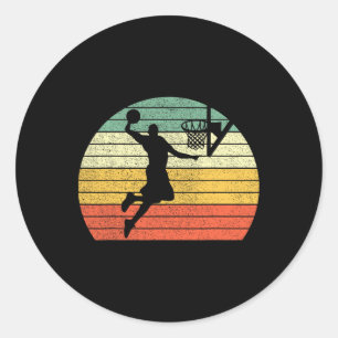 Sticker Rond Costume Silhouette De Basket vintage Pour Hommes E