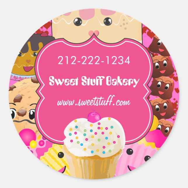 Sticker Rond Costume sucré Candy Cake Cookies et Cupcake Sticke (Devant)