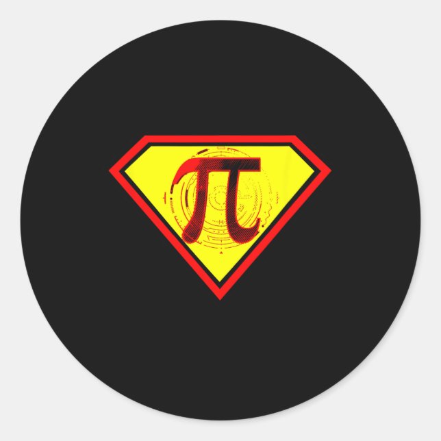 Sticker Rond Costume Superhero Funny Pi Day (Devant)