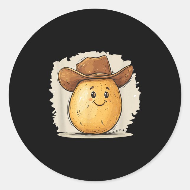 Sticker Rond Costume Tato Cowboy Avec Casquette Occidental Pour (Devant)