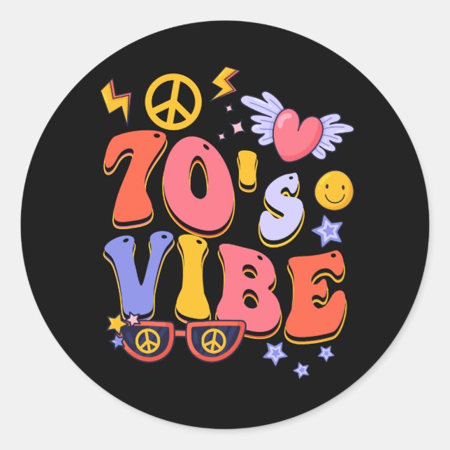 Sticker Rond Costume Vibe des années 70 les années 70 tenue de  (Devant)