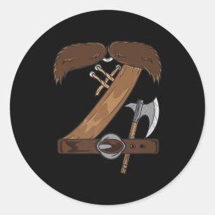 Sticker Rond Costume Viking Halloween Mustache Belt Ax Cosplay