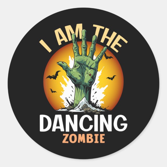 Sticker Rond Costume Zombie Halloween Matching Dancing (Devant)