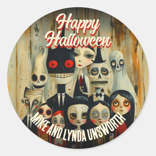 Sticker Rond Costumes Cocktails les années 50 Halloween Envelop (Devant)