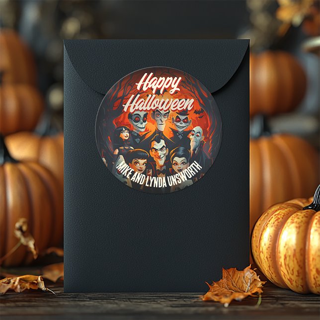 Sticker Rond Costumes Cocktails les années 50 Halloween Envelop (Créateur téléchargé)