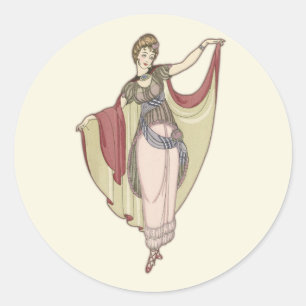 Sticker Rond Costumes Parisiens - Robe de danse, mode