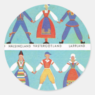Sticker Rond Costumes régionaux suédois vintages