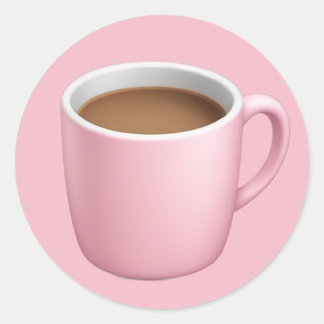 Sticker Rond Cosy Pink Coffee Mug Emoji (Devant)