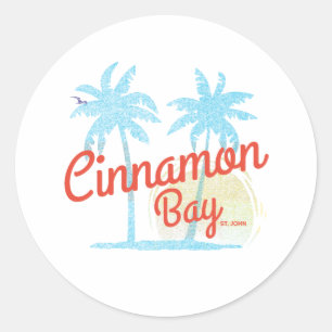 Sticker Rond Côte de Cannelle USVI Vêtements de plage vintage