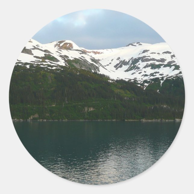 Sticker Rond Côte de l'Alaska au crépuscule (Devant)