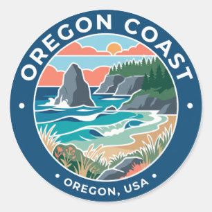Sticker Rond Côte de l'Oregon