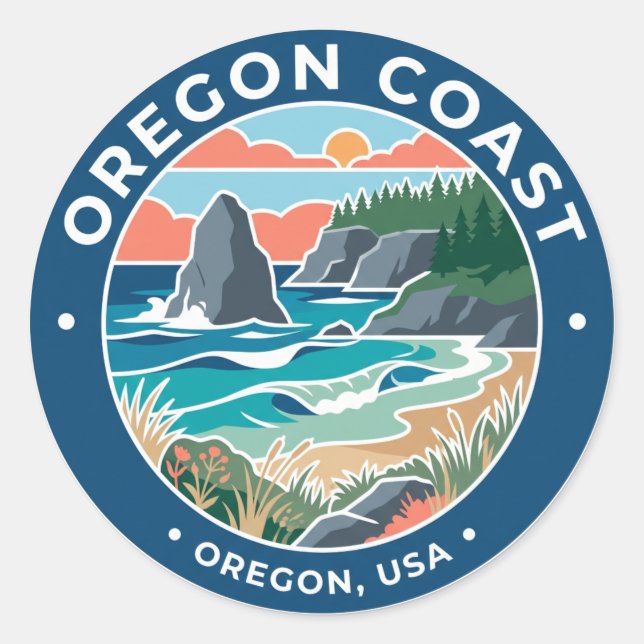 Sticker Rond Côte de l'Oregon (Devant)