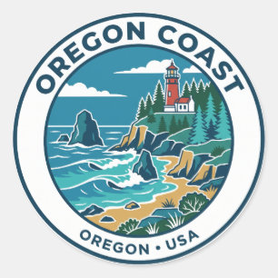 Sticker Rond Côte de l'Oregon États-Unis