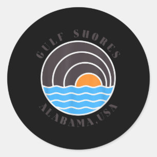 Sticker Rond Côte du Golfe Alabama Vagues Usa