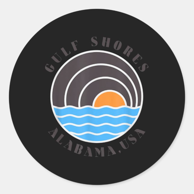 Sticker Rond Côte du Golfe Alabama Vagues Usa (Devant)