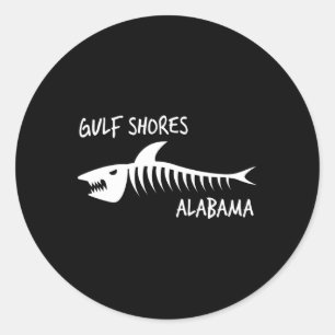 Sticker Rond Côte du Golfe Alabyma Requin Squelette blanc Impri