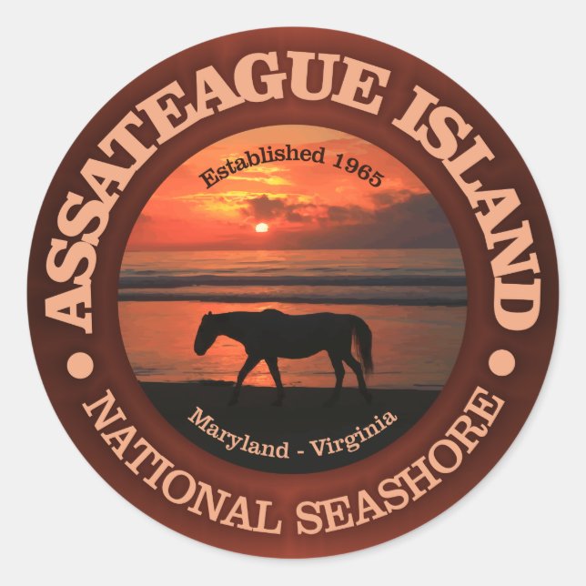 Sticker Rond Côte nationale de l'île Assateague (Devant)