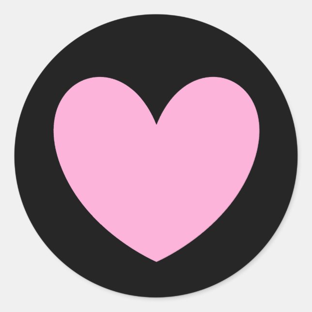 Sticker Rond Coton Candy Pink coeurs de polka sur noir (Devant)