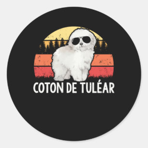 Sticker Rond Coton de Tulear Coton de Tuléar du propriétair
