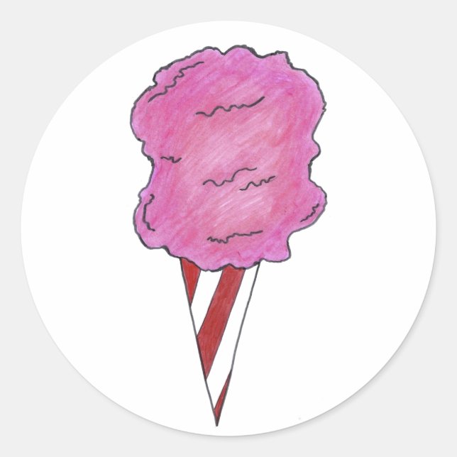 Sticker Rond Coton rose Carnaval Bonbon Floss Spun Sugar (Devant)