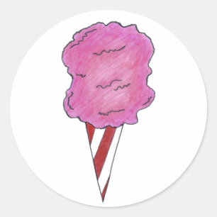 Sticker Rond Coton rose Carnaval Bonbon Floss Spun Sugar