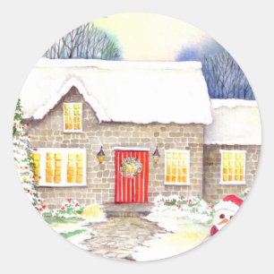 Sticker Rond Cottage de Snowy