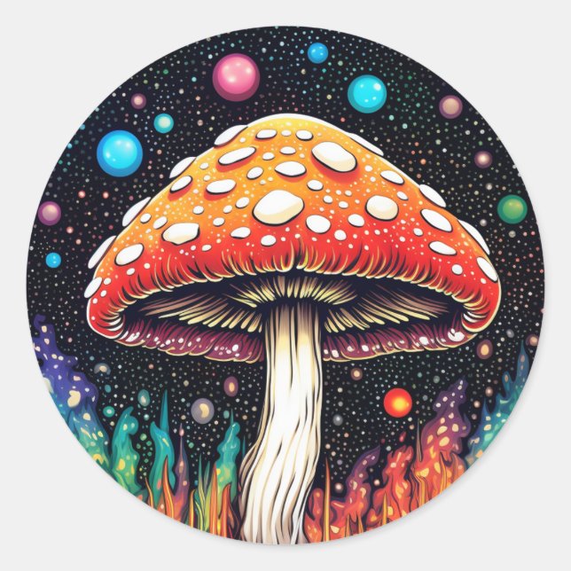 Sticker Rond Cottage éffrayant Cottage Coeur Champignons 3 (Devant)