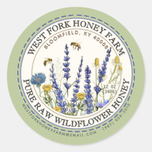 Sticker Rond Cottage Garden Wild Meadow Miel aux abeilles
