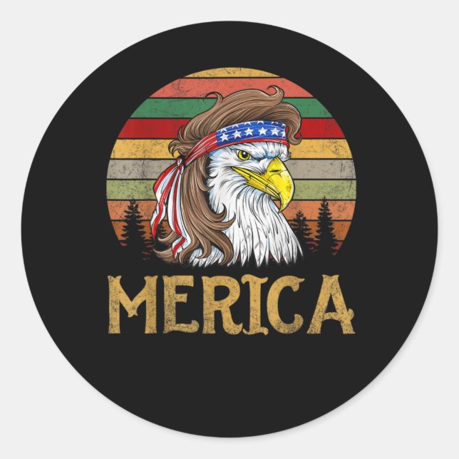 Sticker Rond Cottage vintage Aigle Amérindiens de Merica (Devant)