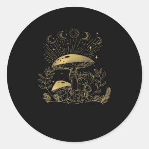 Sticker Rond Cottagecore Champignons Fungi Goblincore Esthétiqu