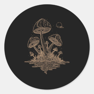 Sticker Rond Cottagecore Champignons Fungi Goblincore Esthétiqu
