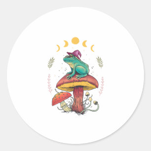 Sticker Rond Cottagecore esthétique Goblincore Grenouille Magic